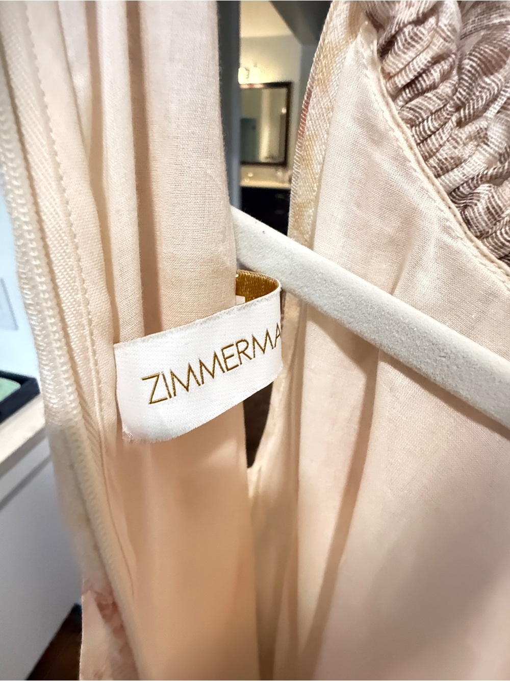 Zimmermann Cream and Peach Floral Halter Maxi Dress - Picture 3 of 7